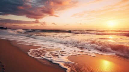 Fototapeta premium Tranquil Sunset Over Ocean Waves