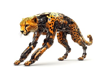Fototapeta premium 3D Cyber-Hybrid Cheetah with Ultra-Fast Leg Mechanics.