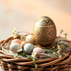 easter eggs in a basket