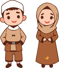 Muslim couple wearing traditional Eid clothing for Eid al-Adha celebration
