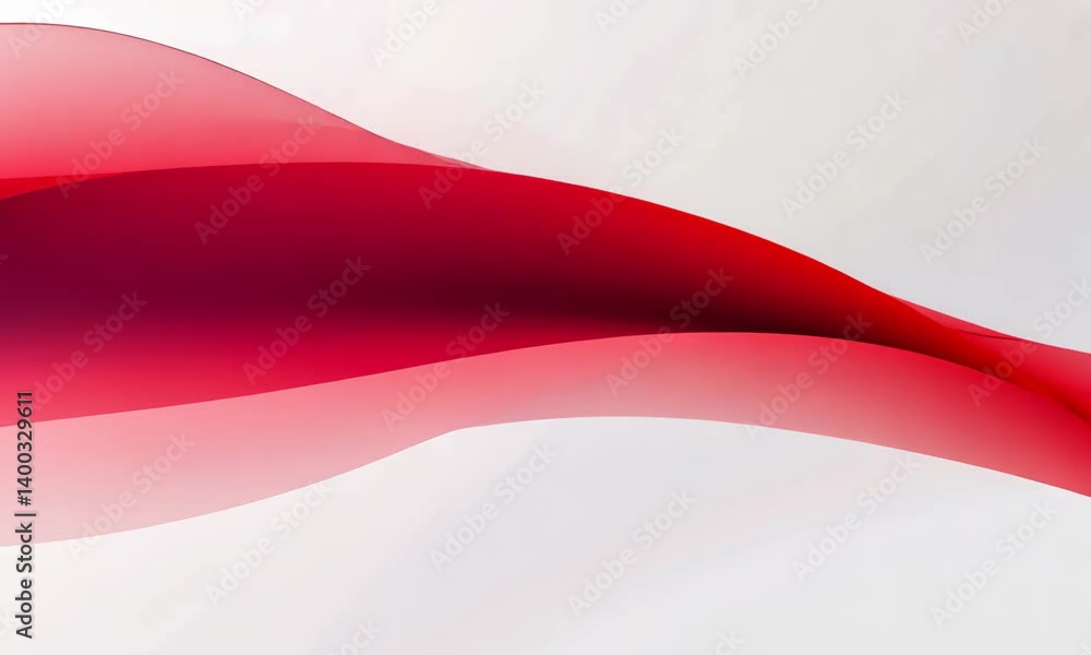Aufkleber abstract red gradient wave flowing across a clean white background animation