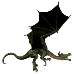 3D Rendering Fairy Tale Dragon on White