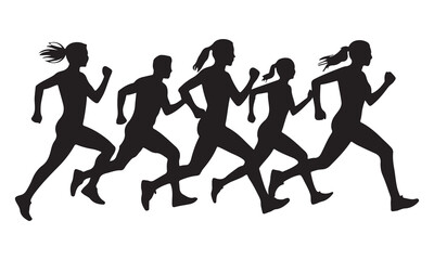 Running Silhouette Vector Pack | Male and Female Runners in Motion