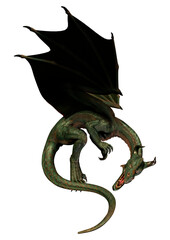 3D Rendering Fairy Tale Dragon on White