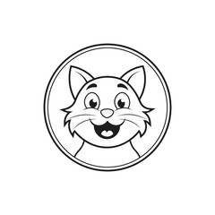 Smiling Cat Face Cartoon Vector Illustration on White Background