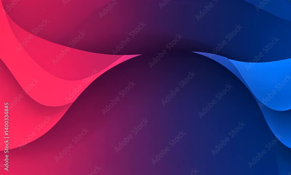 Poster abstract wavy shapes with a smooth transition between red and blue gradients background