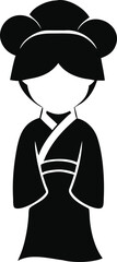 Geisha Silhouette Vector – Traditional Japanese Woman in Kimono Isolated on Transparent Background