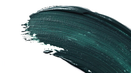 Fototapeta premium A Bold Stroke of Emerald: A Rich and Creamy Swatch of Deep Green Mascara, Displaying its Smooth Texture and Intense Pigmentation on a Clean White Background.