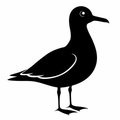 Flying Seagull Black Vector