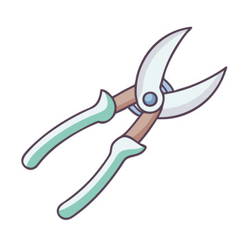 green handled pruning shears isolated clip art preview