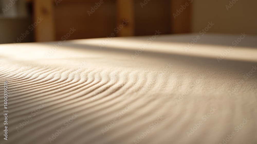 Poster soft shadows stretch across a raised, spiral-patterned surface that resembles a fingerprint, gently 