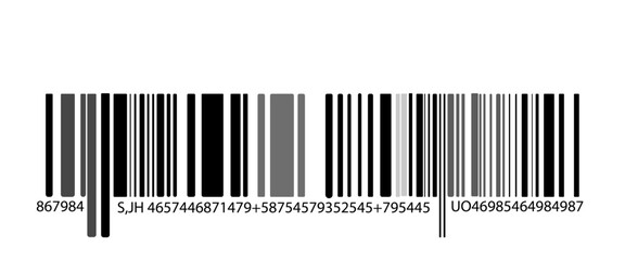 Black barcode, tag for products, bar code icon isolated on white background,	
