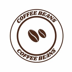 coffee cup stamp, coffee with beans on white background 