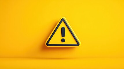 Bright yellow warning sign featuring a bold exclamation mark symbolizes caution and alertness. Ideal for use in safety materials, signage, and communication to indicate potential hazards