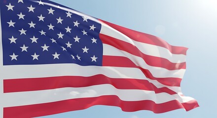 Fototapeta premium American Flag: A Majestic 3D Render of Patriotism and Freedom AI Generated