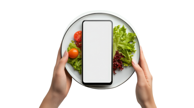 A hand holding a modern smartphone horizontally, the screen is blank and ready for a video app mockup, with a sleek and minimalist phone design,Transparent background, PNG file