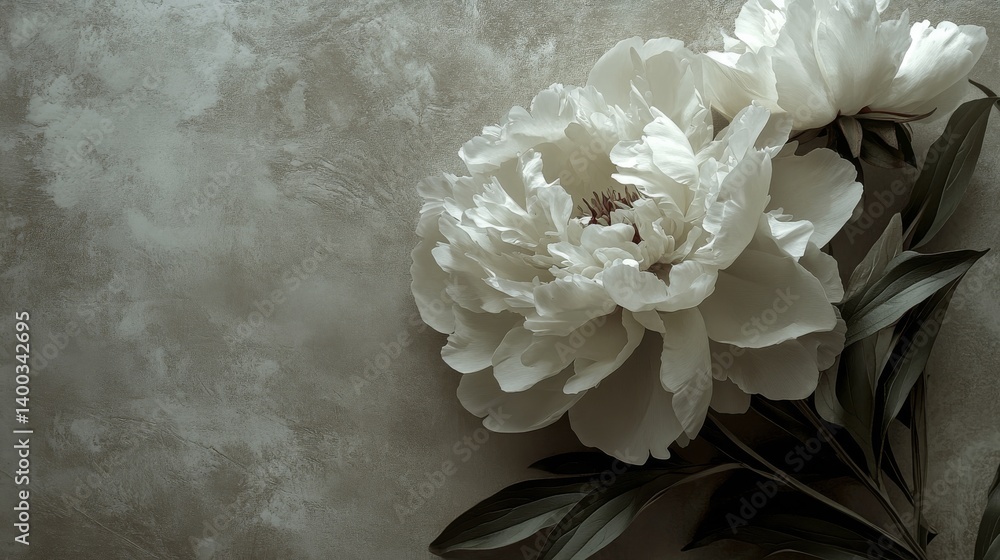 Aufkleber watercolor floral arrangement showcases soft peonies and leaves blending in pastel tones, surrounded