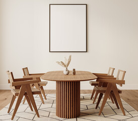 Modern Dining Room with Wooden Table and Chairs