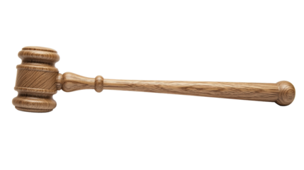 A modern-style gavel with a clean and minimalist design, crafted from light oak wood, symbolizing justice and fairness,Transparent background, PNG file