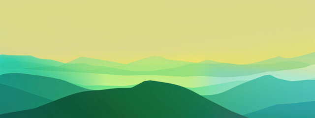 Obraz premium Green and yellow hill or abstract mountain landscape layer illustration paint curve, wave wallpaper backgrounds.