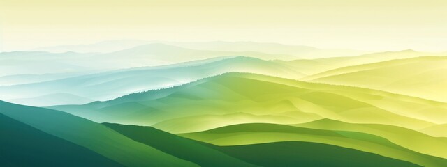 Obraz premium Green and yellow minimal hill or mountain landscape layer illustration paint curve, wave wallpaper backgrounds.