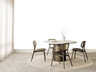 Free PNG wallpaper mockup in Interior Dining Room, Minimalist dining room with a round marble table...