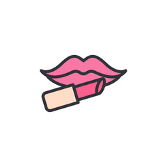 Lipstick colored icons, minimalist vector illustration ,simple transparent graphic element .Isolated on white background