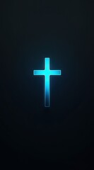 Obraz premium A blue glowing cross on a black background
