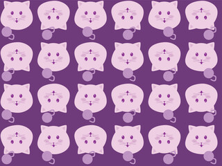 Pattern of purple cats with balls of thread