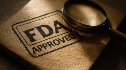 FDA approved document with magnifying glass