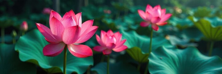 Fototapeta premium Stylized retro lotus, vibrant colors, art nouveau style, colorful, vector, botanical