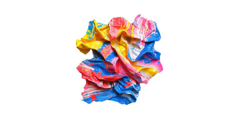 Abstract Colorful Paint Texture Crumpled Surface. Creative Art And Design Concept Isolated On Transparent Background