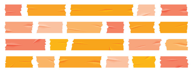 Set of sticky notes, realistic adhesive tape pieces vector illustration