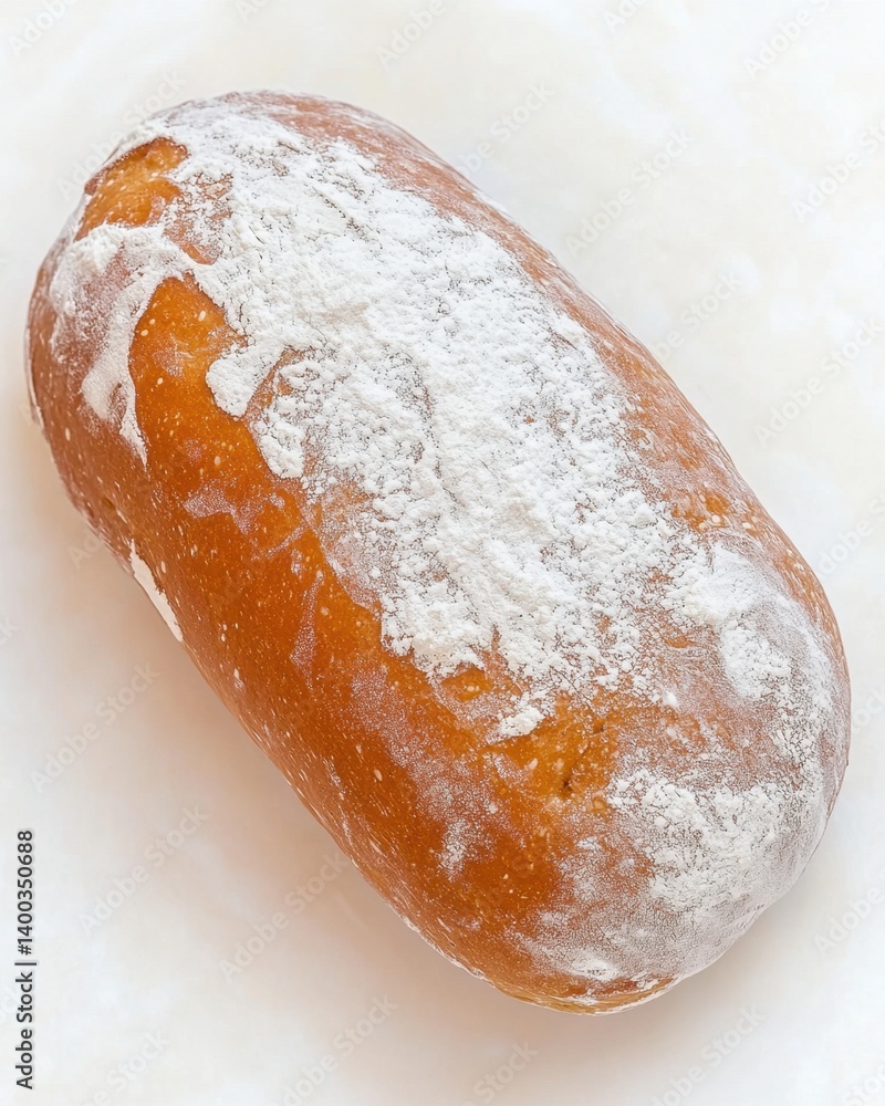 Poster rustic loaf of bread dusted with flour on a white surface creating a simple yet inviting food still 