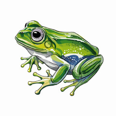Vibrant Glass Frog Illustration with Leafy Details
