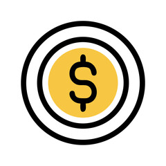 Obraz premium Coin with Dollar Symbol Icon Representing Currency, Wealth, and Financial Transactions