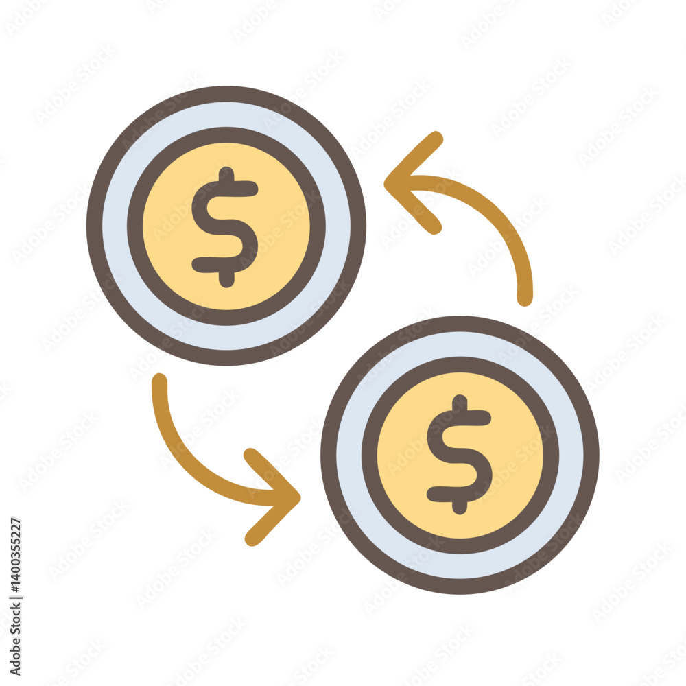 Aufkleber currency exchange with dollar symbol and arrows icon representing financial transactions and global 