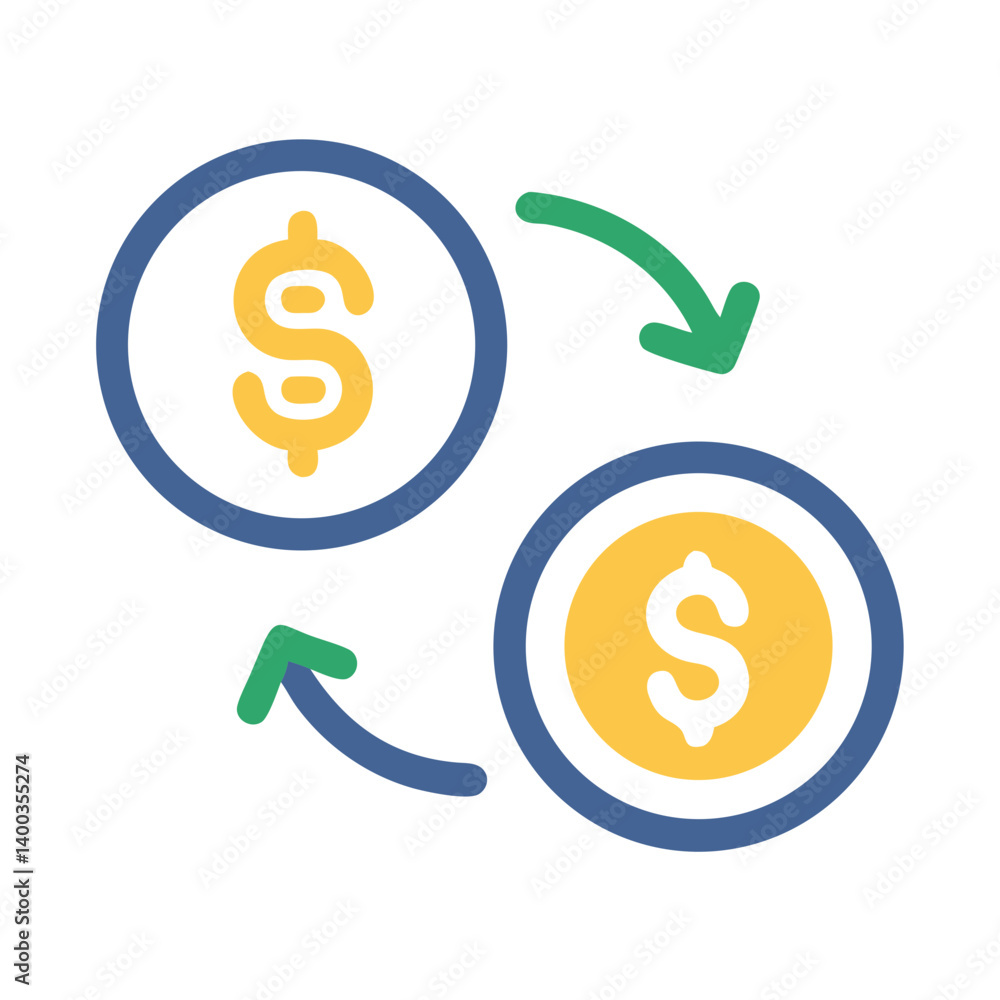 Poster currency exchange with dollar symbol and arrows icon representing financial transactions and global 
