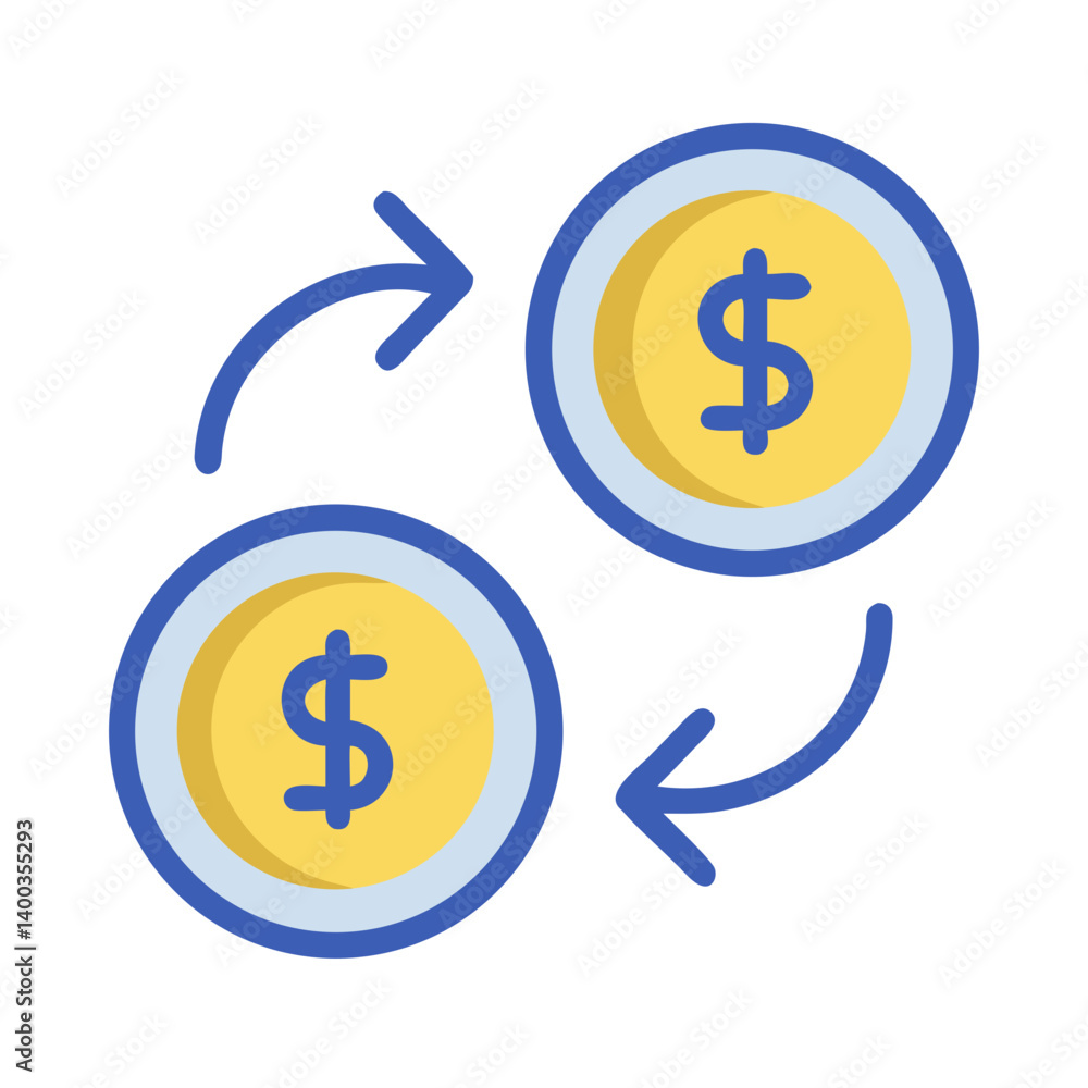 Aufkleber currency exchange with dollar symbol and arrows icon representing financial transactions and global 