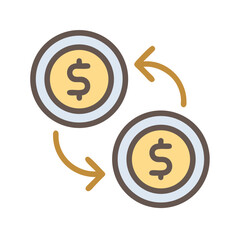Obraz premium Currency Exchange with Dollar Symbol and Arrows Icon Representing Financial Transactions and Global Exchange