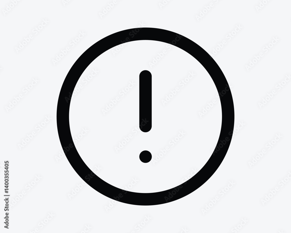 Poster warning circle line icon warn exclamation mark round outline sign notice mark caution danger button 