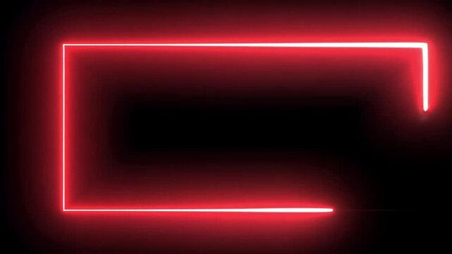 Red Neon Light Frame, Glowing Rectangle, Abstract Background