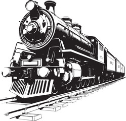 Steam locomotive, retro, vitnage, transport. Hand drawn vector illustration	