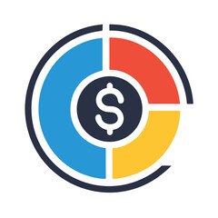 Obraz premium Financial Pie Chart with Dollar Symbol Icon Representing Budget Breakdown and Money Allocation