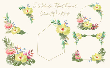 Beautiful hand drawn floral tropical background
