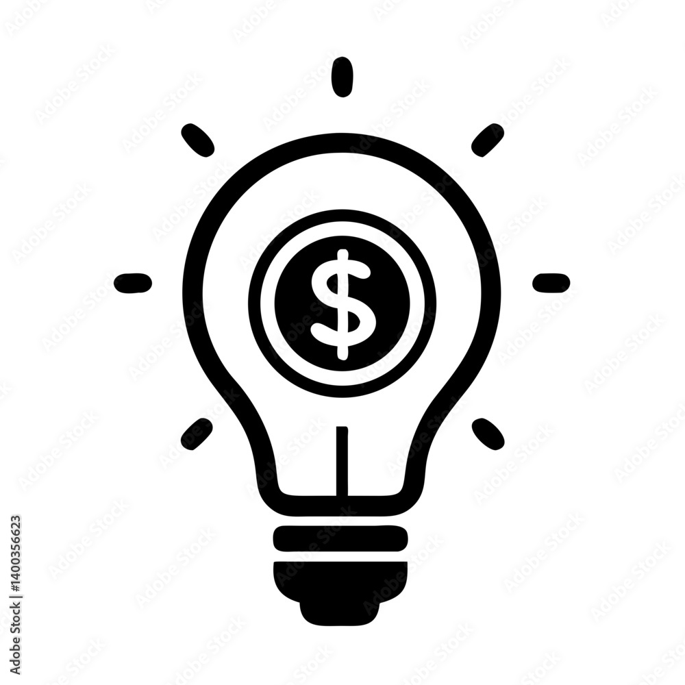 Poster Light Bulb with Dollar Symbol Icon Representing Innovative Ideas and Financial Investment