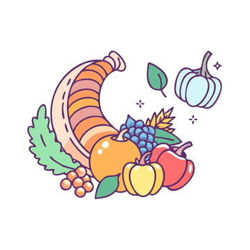 colorful cornucopia harvest bounty clip art preview