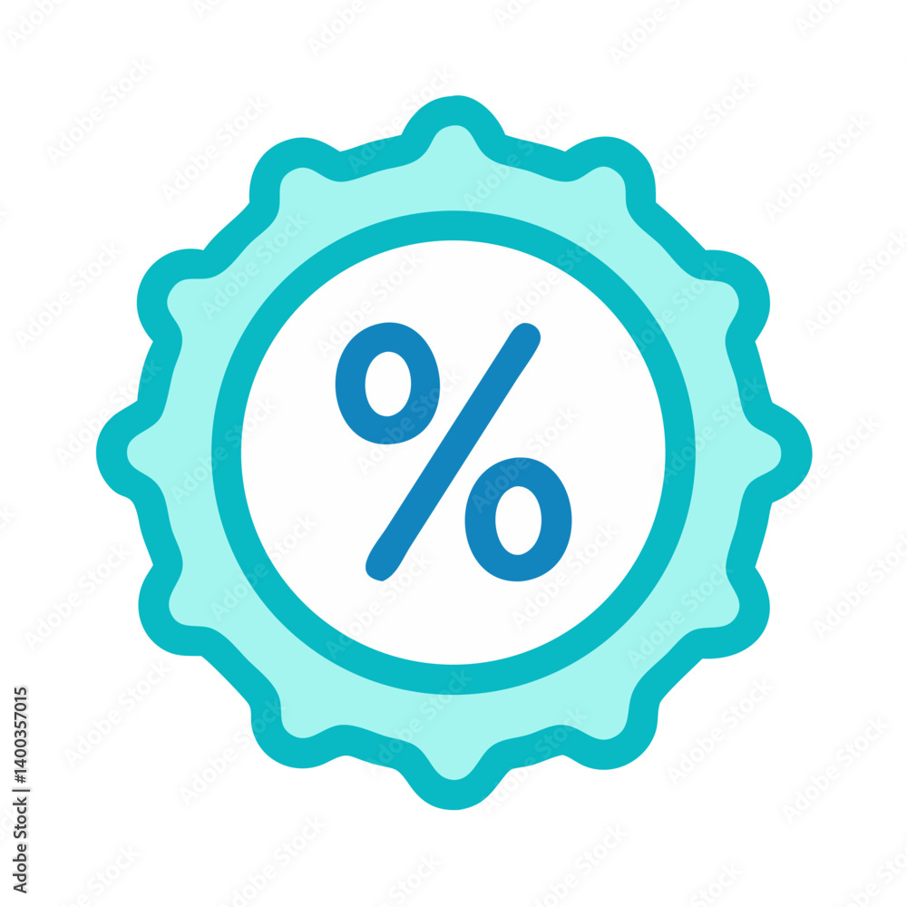 Poster percentage symbol in circular badge icon representing financial ratios and data analysis