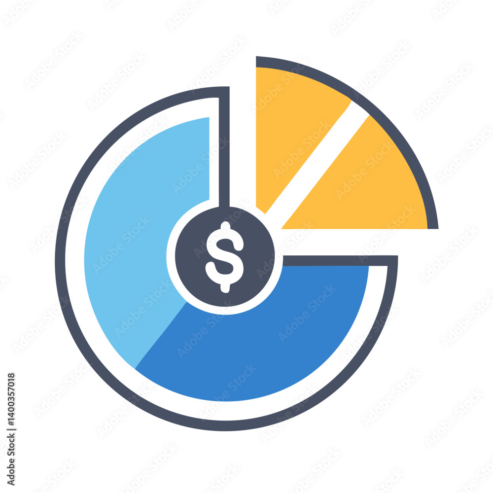 Fototapete Pie Chart with Financial Segment Breakdown Icon Representing Budget Allocation and Financial Analysis