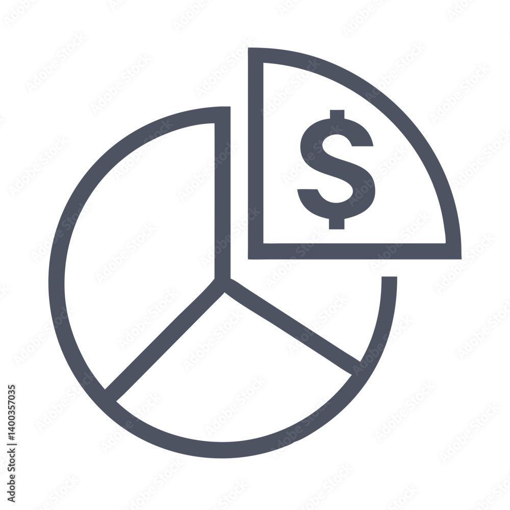 Poster Pie Chart with Financial Segment Breakdown Icon Representing Budget Allocation and Financial Analysis
